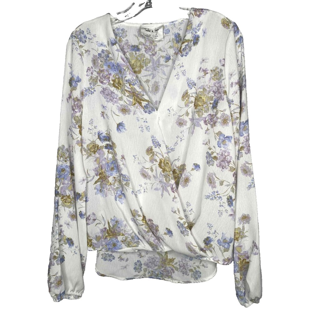 Sadie & Sage Anthropologie floral Print  Faux Wrap Blouse size medium Boho fairy